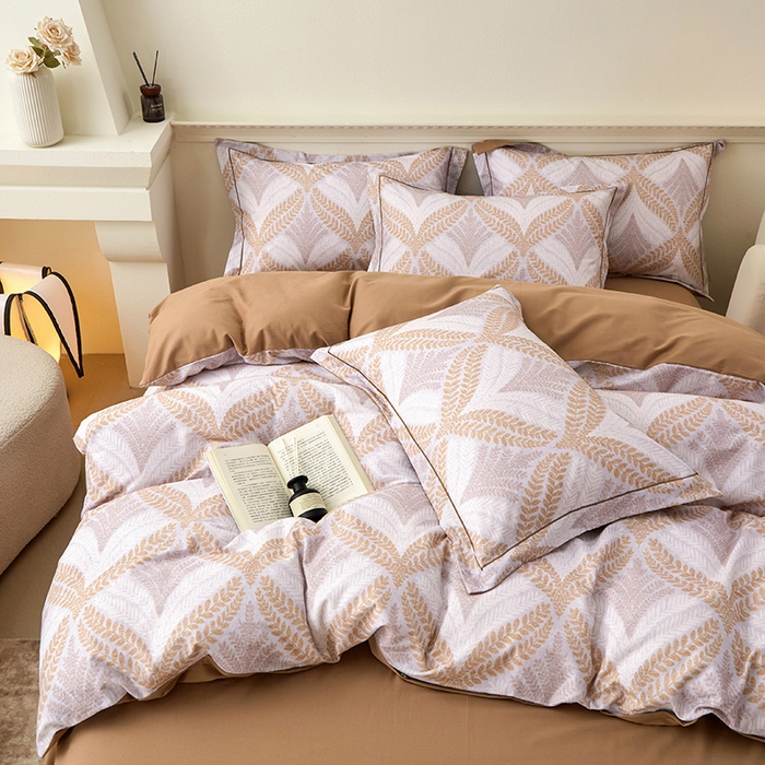 91家纺网 家纺一手货源 找家纺 橙艺家居 2024新款全棉超柔生态磨毛四件套全棉四件套纯棉四件套 扶摇-黄