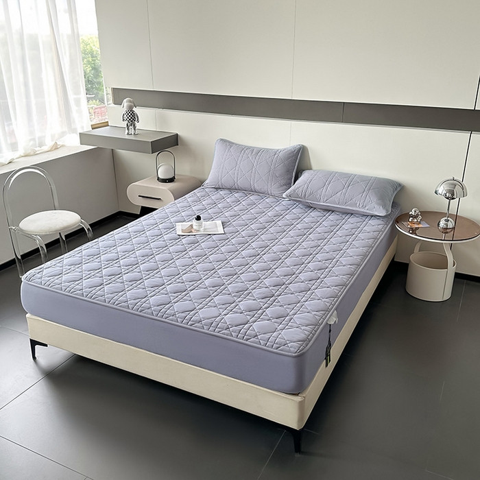 91家纺网 家纺一手货源 找家纺 3C 2024新款A类全棉水洗棉棉花床笠 牛仔蓝-