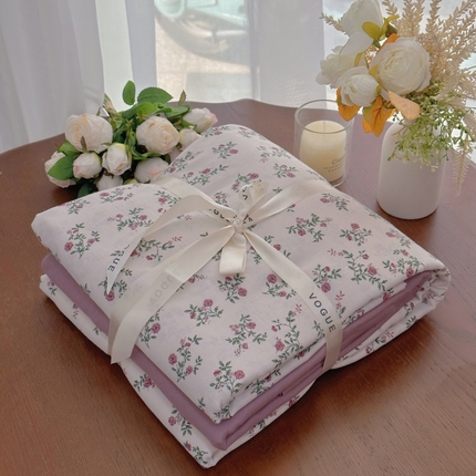 91家纺网 家纺一手货源 找家纺 （总）2025新款全棉A类小清新双层纱套件---系列三