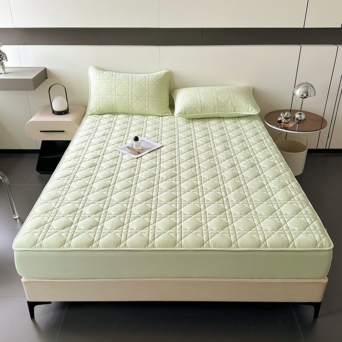 91家纺网 家纺一手货源 找家纺 3C 2024新款A类全棉水洗棉棉花床笠 薄荷绿-