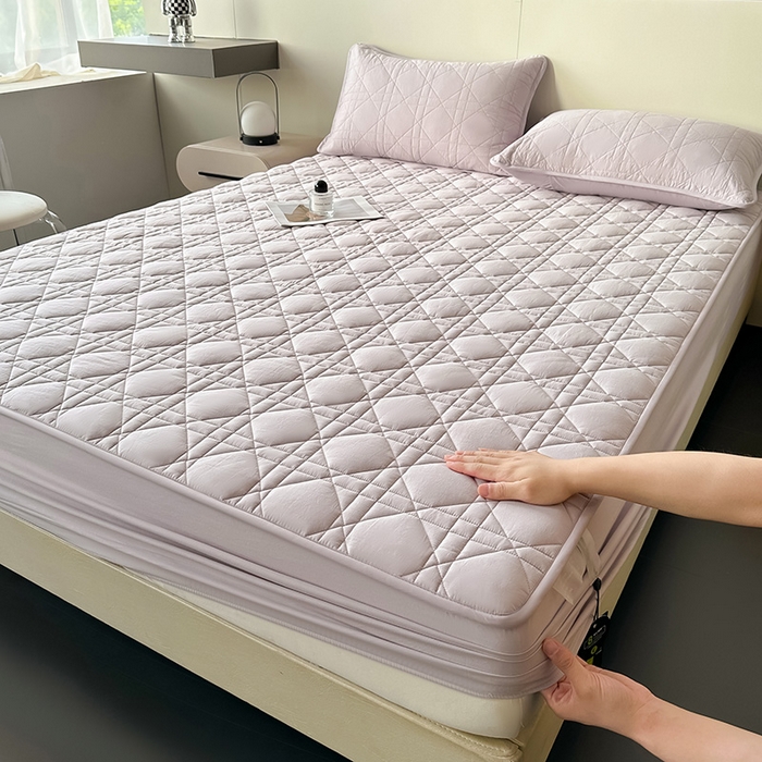 91家纺网 家纺一手货源 找家纺 3C 2024新款A类全棉水洗棉棉花床笠 优雅紫-