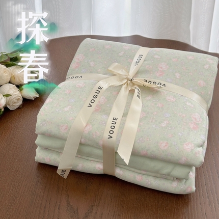 91家纺网 家纺一手货源 找家纺 （总）黛馨 2025新款A类小清新双层纱四件套（实拍）