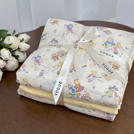 91家纺网 家纺一手货源 找家纺 （总）黛馨 2025新款全棉A类小清新双层纱四件套--系列六