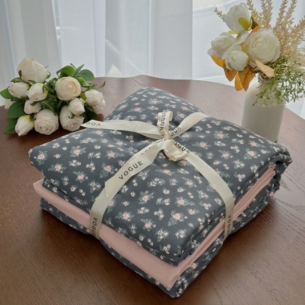 91家纺网 家纺一手货源 找家纺 （总）2025新款全棉A类小清新双层纱四件套-系列四