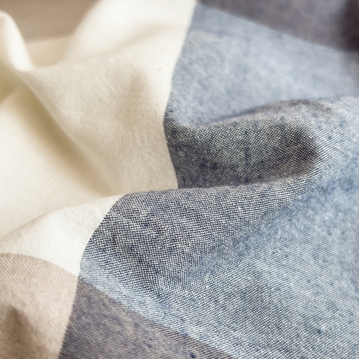 91家纺网 家纺一手货源 找家纺 2024新款无印风水洗棉亲肤简约学生三件套 深蓝大格