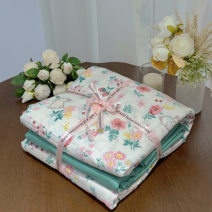 91家纺网 家纺一手货源 找家纺 （总）黛馨 2025新款A类小清新双层纱四件套---系列二