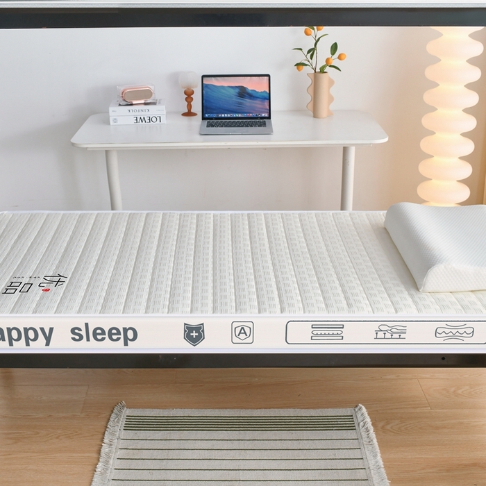 91家纺网 家纺一手货源 找家纺 顺发床垫 2025新款A类华夫格天然乳胶记忆海绵床垫学生款图 华夫格-米白