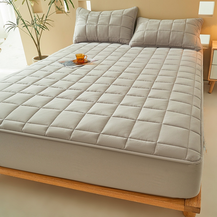 91家纺网 家纺一手货源 找家纺 3C 2024新款柔软亲肤全棉双面床笠 星灰