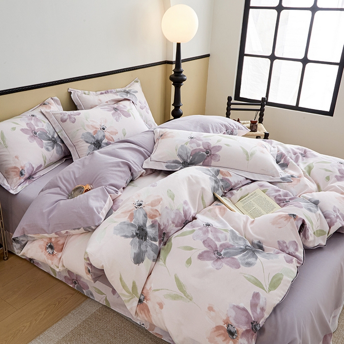 91家纺网 家纺一手货源 找家纺 橙艺家居 2024新款全棉超柔生态磨毛四件套全棉四件套纯棉四件套 叶颜