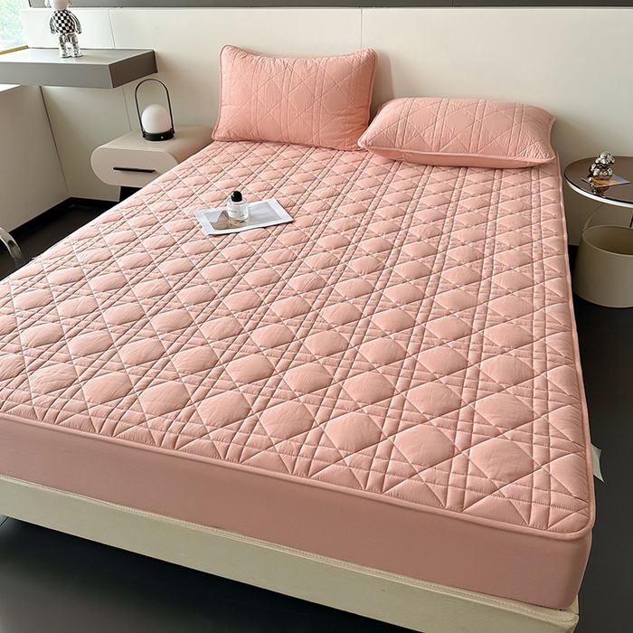 91家纺网 家纺一手货源 找家纺 3C 2024新款A类全棉水洗棉棉花床笠 柔密粉-