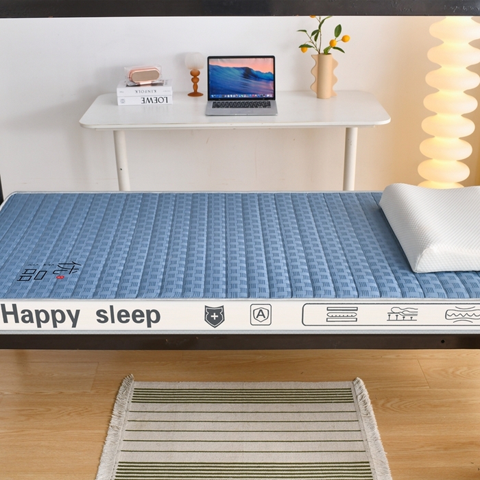 91家纺网 家纺一手货源 找家纺 顺发床垫 2025新款A类华夫格天然乳胶记忆海绵床垫学生款图 华夫格-蓝色