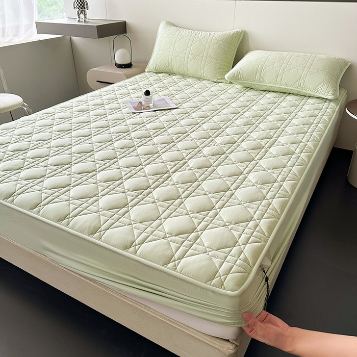 91家纺网 家纺一手货源 找家纺 3C 2024新款A类全棉水洗棉棉花床笠 薄荷绿-