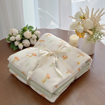 91家纺网 家纺一手货源 找家纺 （总）2025新款全棉A类小清新双层纱套件---系列三