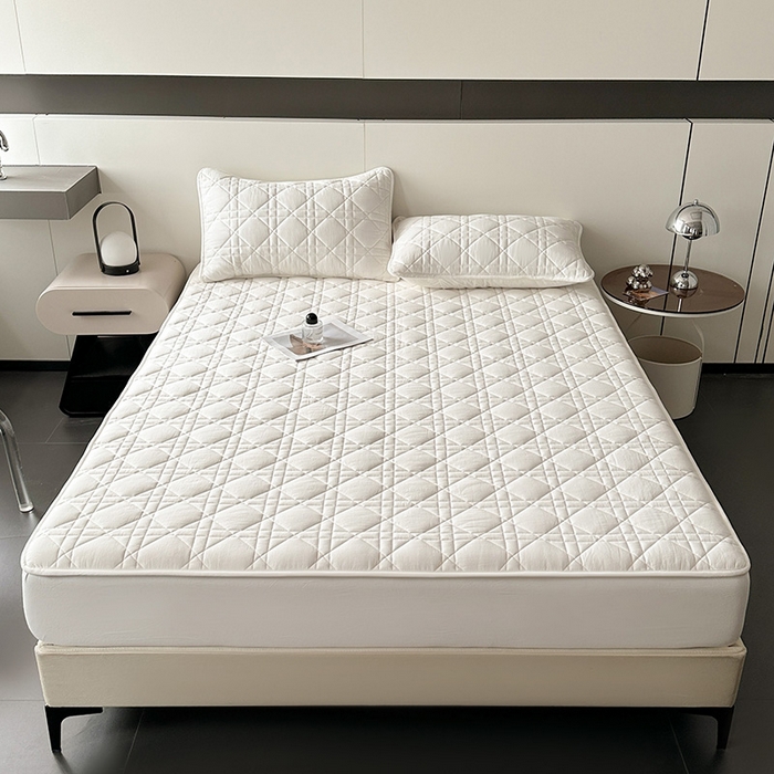 91家纺网 家纺一手货源 找家纺 3C 2024新款A类全棉水洗棉棉花床笠 素雅白-