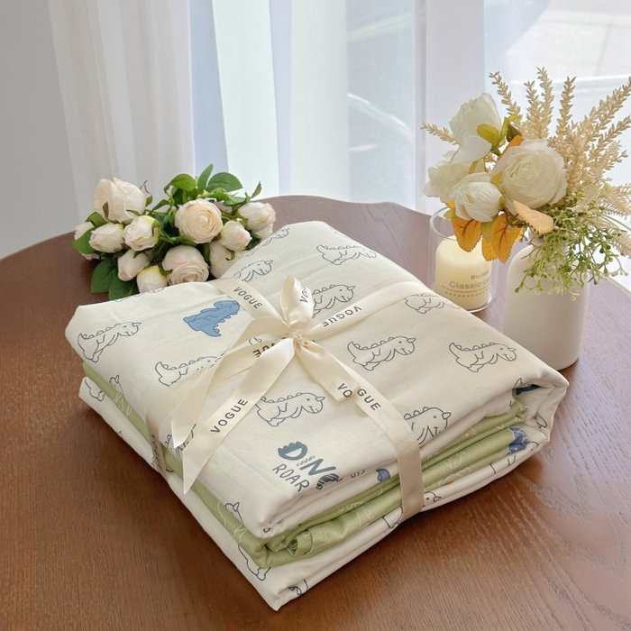 91家纺网 家纺一手货源 找家纺 （总）2025新款全棉A类小清新双层纱套件---系列三