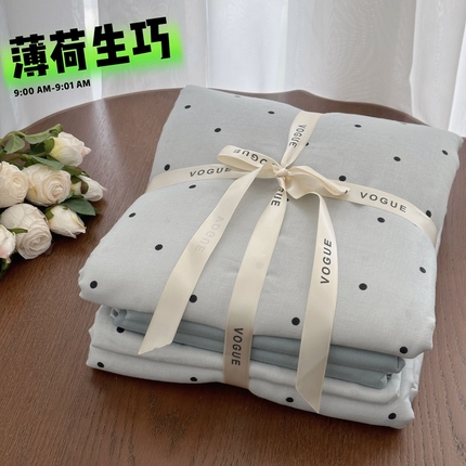 91家纺网 家纺一手货源 找家纺 （总）黛馨 2025新款A类小清新双层纱四件套（实拍）