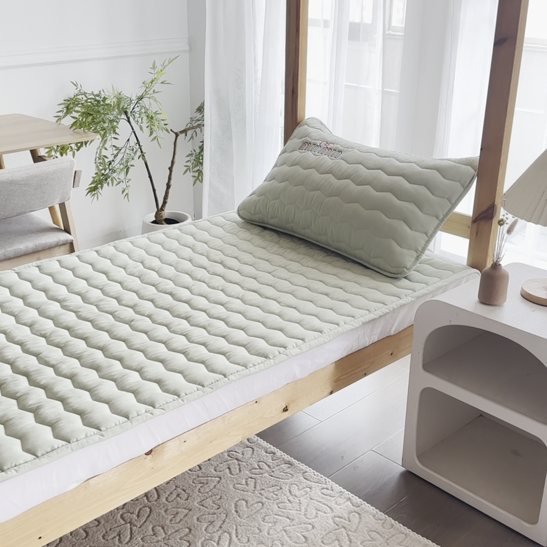 91家纺网 家纺一手货源 找家纺 恋绒家纺 2025新款刺绣款床垫学生床垫床褥宿舍上下铺床护垫 mini-薄荷绿