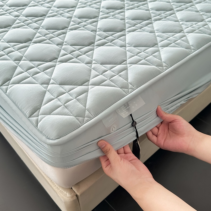 91家纺网 家纺一手货源 找家纺 3C 2024新款A类全棉水洗棉棉花床笠 纯净蓝-