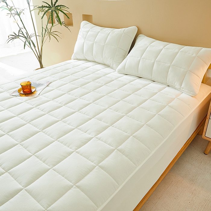 91家纺网 家纺一手货源 找家纺 3C 2024新款柔软亲肤全棉双面床笠 雅白