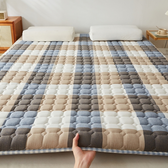 91家纺网 家纺一手货源 找家纺 卡派 2024新款大床乳胶椰棕床垫（无印家居风） 蓝大格