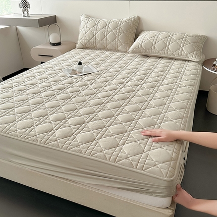 91家纺网 家纺一手货源 找家纺 3C 2024新款A类全棉水洗棉棉花床笠 月灰色-