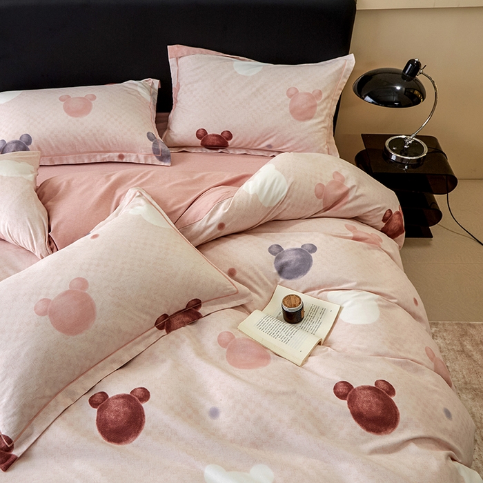 91家纺网 家纺一手货源 找家纺 橙艺家居 2024新款全棉超柔生态磨毛四件套全棉四件套纯棉四件套 妙妙屋-粉