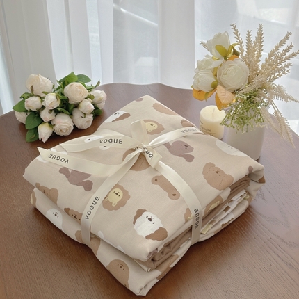 91家纺网 家纺一手货源 找家纺 （总）2025新款全棉A类小清新双层纱四件套-系列四