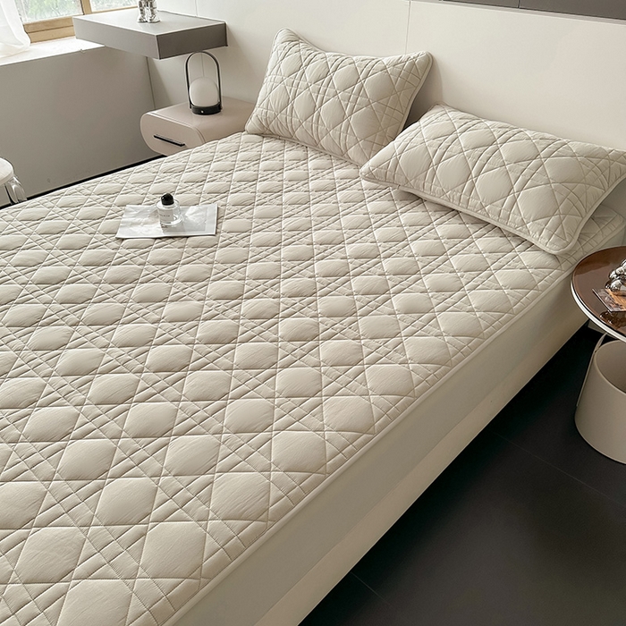 91家纺网 家纺一手货源 找家纺 3C 2024新款A类全棉水洗棉棉花床笠 月灰色-