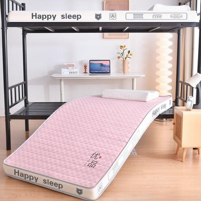 91家纺网 家纺一手货源 找家纺 顺发床垫 2025新款A类华夫格天然乳胶记忆海绵床垫学生款图 华夫格-粉色