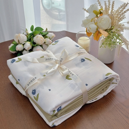 91家纺网 家纺一手货源 找家纺 （总）2025新款全棉A类小清新双层纱套件---系列三