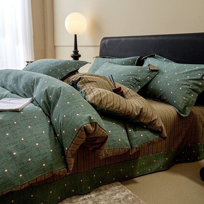 91家纺网 家纺一手货源 找家纺 橙艺家居 2024新款全棉超柔生态磨毛四件套全棉四件套纯棉四件套 点点星辰