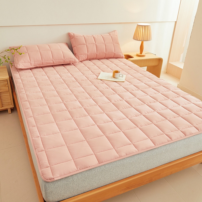 91家纺网 家纺一手货源 找家纺 3C 2024新款亲肤全棉加厚双面床护垫 仙粉