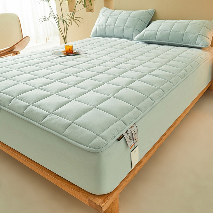 91家纺网 家纺一手货源 找家纺 3C 2024新款柔软亲肤全棉双面床笠 梦蓝