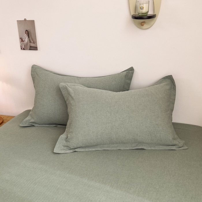 91家纺网 家纺一手货源 找家纺 2024新款无印风水洗棉亲肤简约学生三件套 薄荷绿