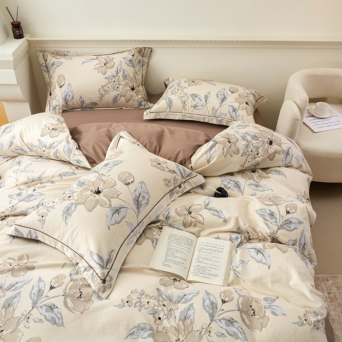 91家纺网 家纺一手货源 找家纺 橙艺家居 2024新款全棉超柔生态磨毛四件套全棉四件套纯棉四件套 山竹月