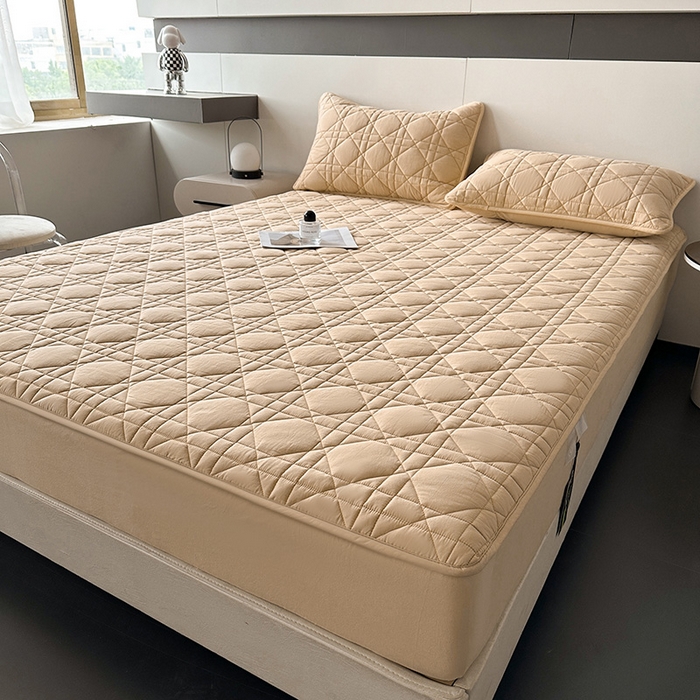 91家纺网 家纺一手货源 找家纺 3C 2024新款A类全棉水洗棉棉花床笠 米驼色-