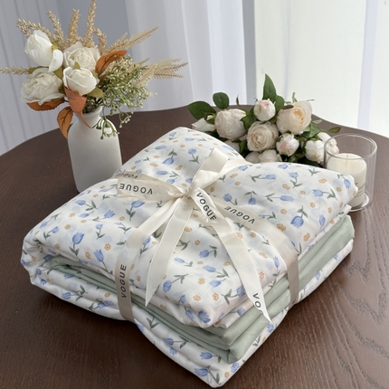 91家纺网 家纺一手货源 找家纺 （总）黛馨 2025新款A类小清新双层纱四件套---系列二