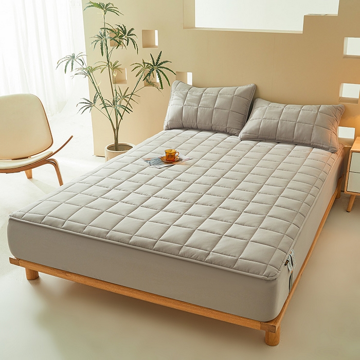 91家纺网 家纺一手货源 找家纺 3C 2024新款柔软亲肤全棉双面床笠 星灰