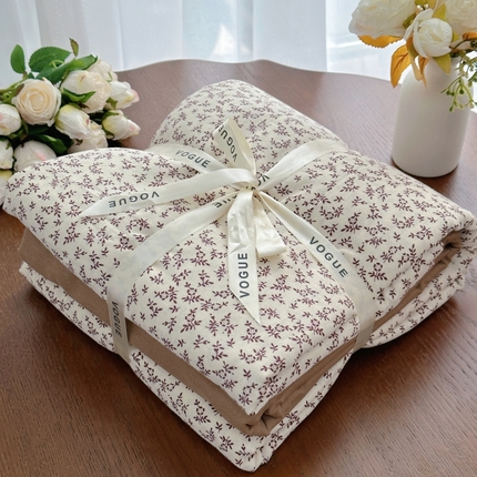 91家纺网 家纺一手货源 找家纺 （总）2025新款全棉A类小清新双层纱四件套-系列四