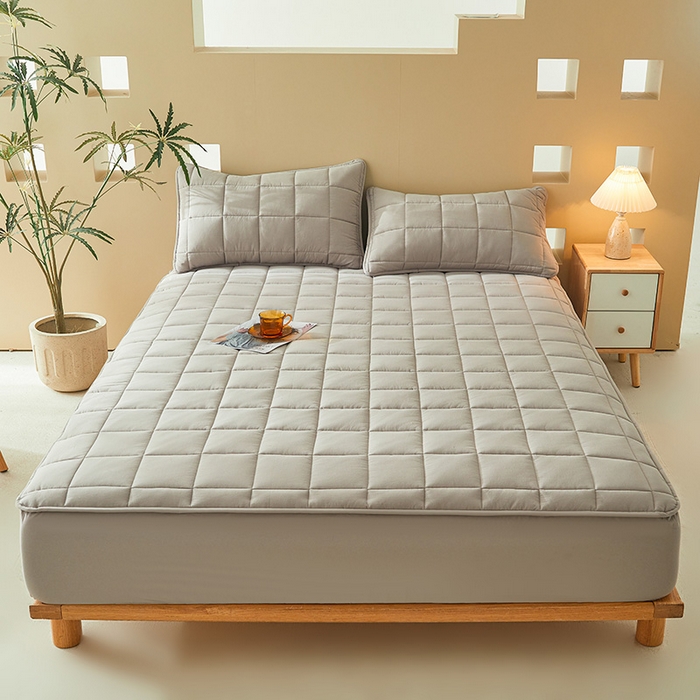 91家纺网 家纺一手货源 找家纺 3C 2024新款柔软亲肤全棉双面床笠 星灰