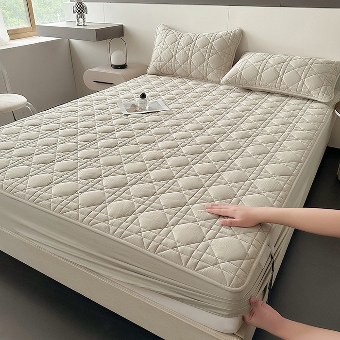 91家纺网 家纺一手货源 找家纺 3C 2024新款A类全棉水洗棉棉花床笠 月灰色-