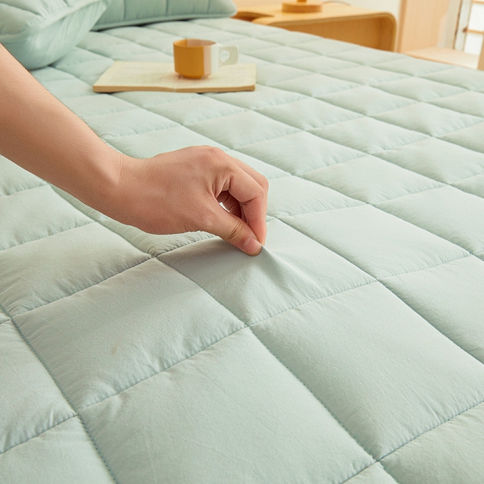 91家纺网 家纺一手货源 找家纺 3C 2024新款亲肤全棉加厚双面床护垫 梦蓝