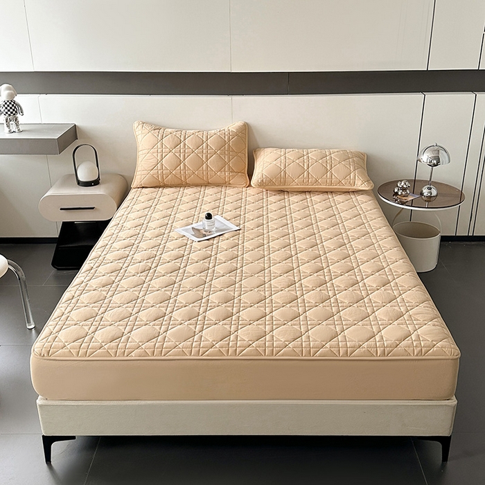 91家纺网 家纺一手货源 找家纺 3C 2024新款A类全棉水洗棉棉花床笠 米驼色-