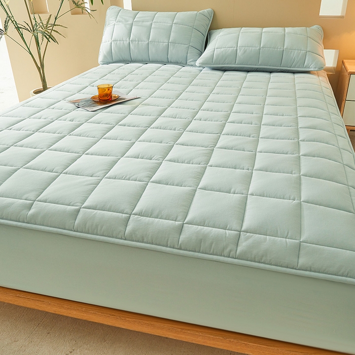 91家纺网 家纺一手货源 找家纺 3C 2024新款柔软亲肤全棉双面床笠 梦蓝