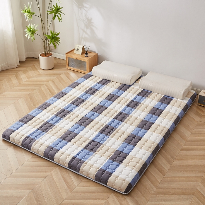 91家纺网 家纺一手货源 找家纺 卡派 2024新款大床乳胶椰棕床垫（无印家居风） 蓝大格