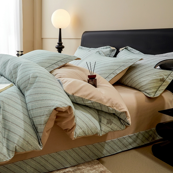 91家纺网 家纺一手货源 找家纺 橙艺家居 2024新款全棉超柔生态磨毛四件套全棉四件套纯棉四件套 慢时光-绿