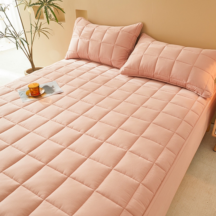 91家纺网 家纺一手货源 找家纺 3C 2024新款柔软亲肤全棉双面床笠 仙粉