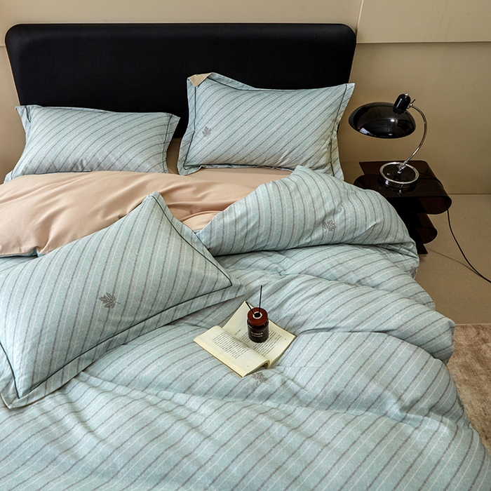 91家纺网 家纺一手货源 找家纺 橙艺家居 2024新款全棉超柔生态磨毛四件套全棉四件套纯棉四件套 慢时光-绿