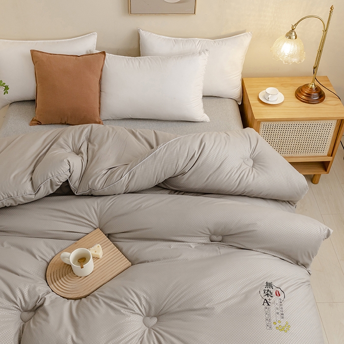 91家纺网 家纺一手货源 找家纺 优尚 2025新款华夫格水洗棉大豆被 绅士灰