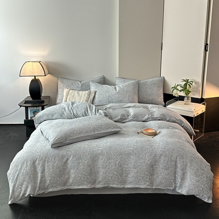 博雅 2024新款全棉提花三层纱磨毛四件套（上图送2000元货款） 摩登森林（兰）